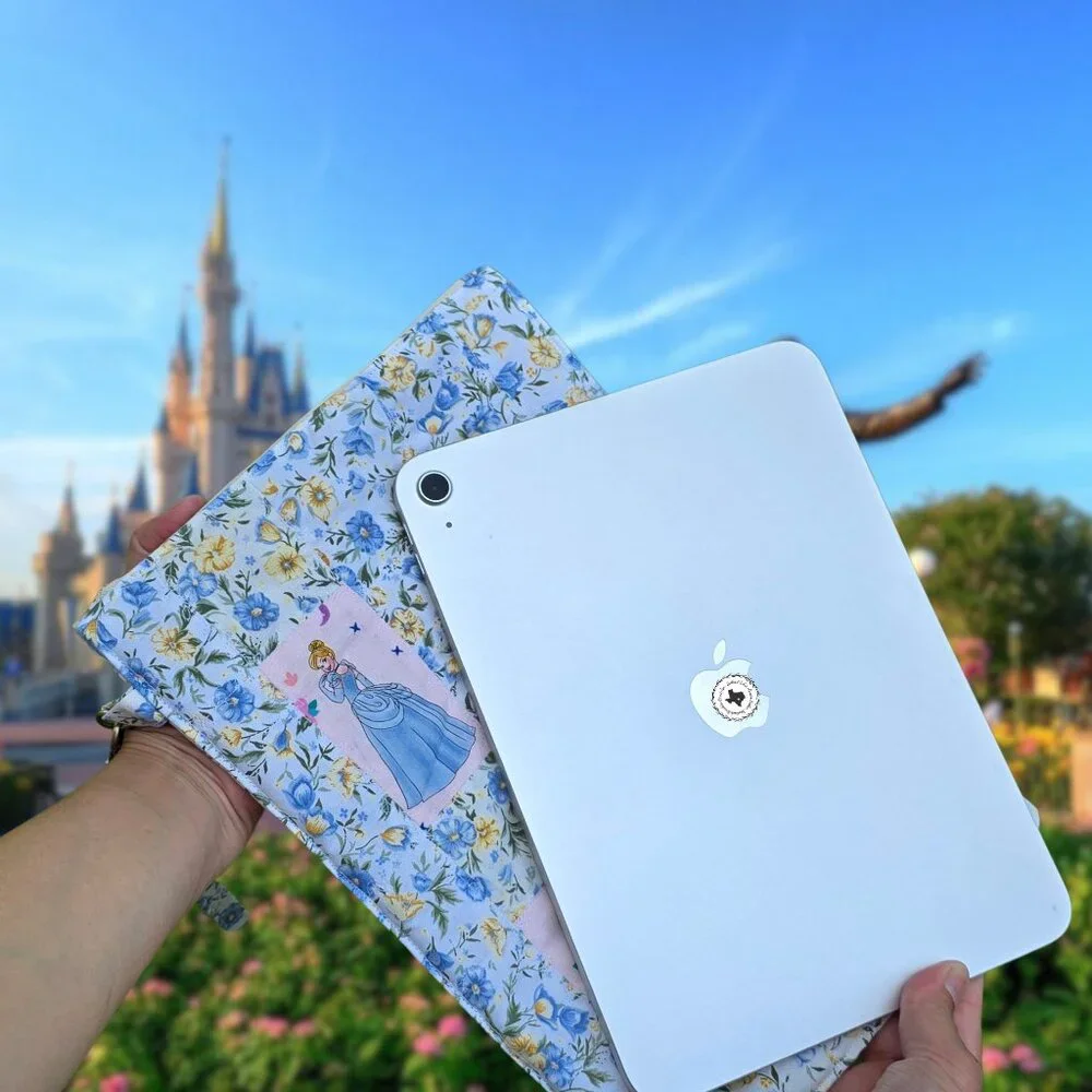 Handmade One-in-a-kind Quilted Cinderella Zipper Sleeve for iPad ebook journal